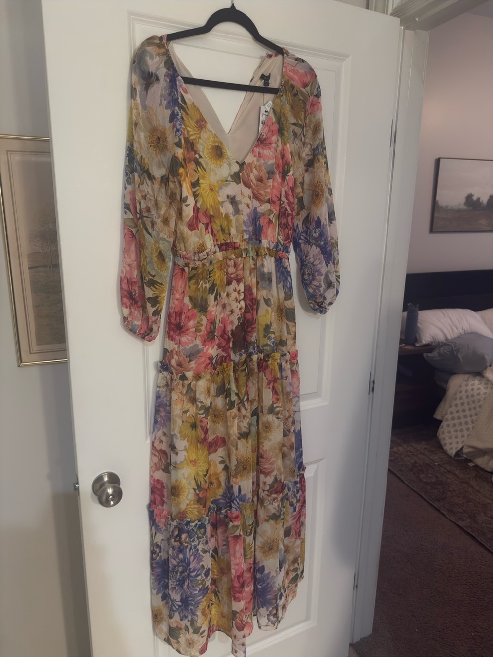 Express Floral Maxi Dress in Pink, Yellow, Blue, Cream